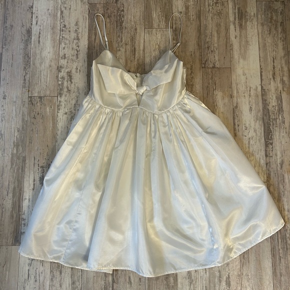 Lulu's White Satin Bow Mini Dress - Picture 10 of 12